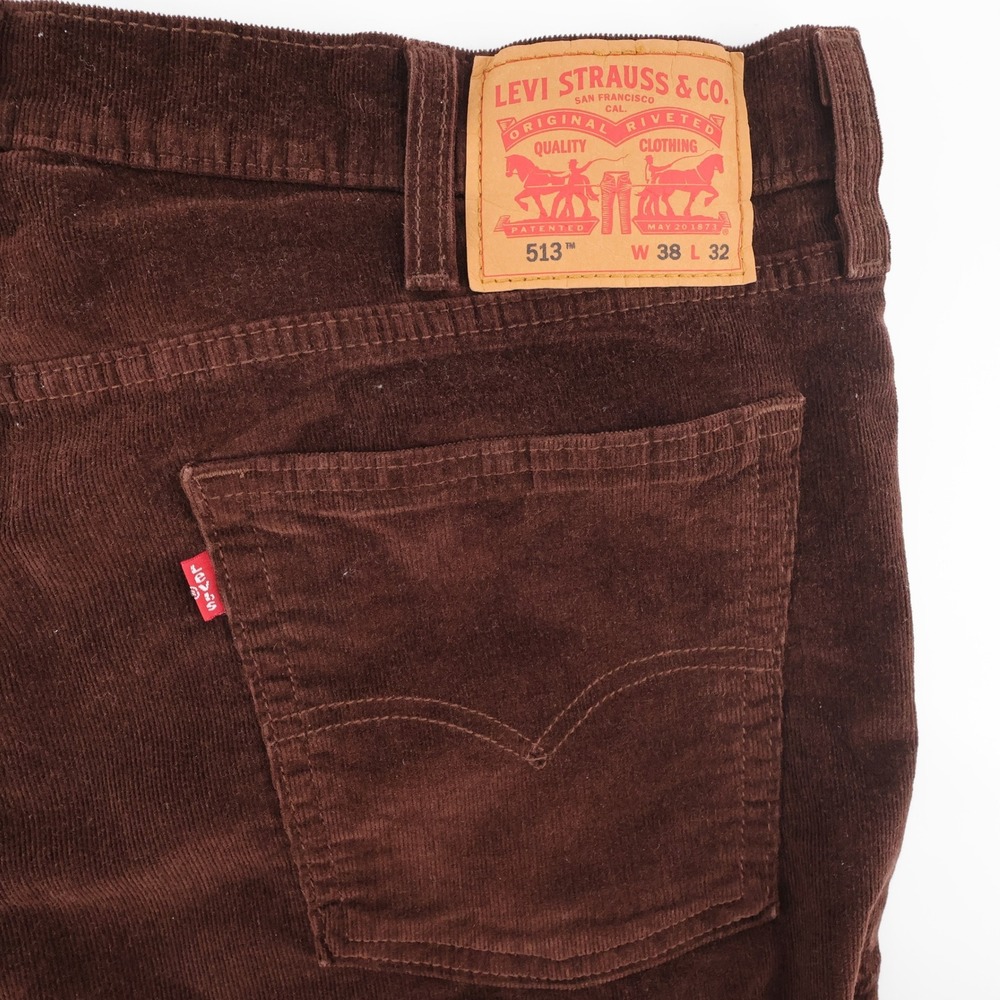 Levi's 513 Slim Straight Corduroy Pants Brown Mens 38x32